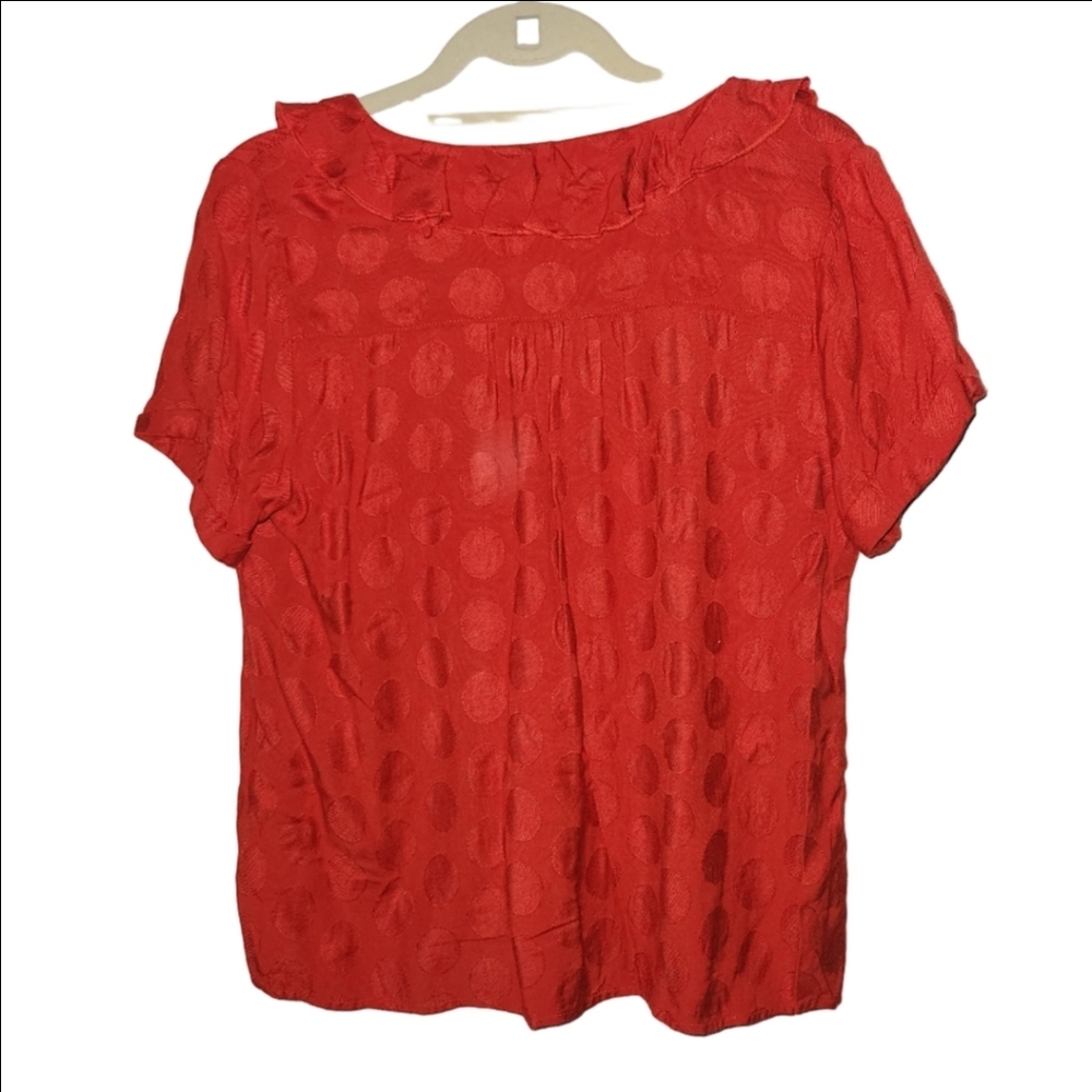 Anthropologie Jojo red ruffle button down blouse top Sz Small - Picture 5 of 7
